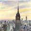 Coucher de soleil sur New York - toile bleue décorative pour la maison-119178899
