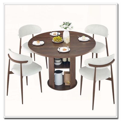 Table de salle à manger ronde 47,24 "(2 à 4 personnes) avec deux chaises