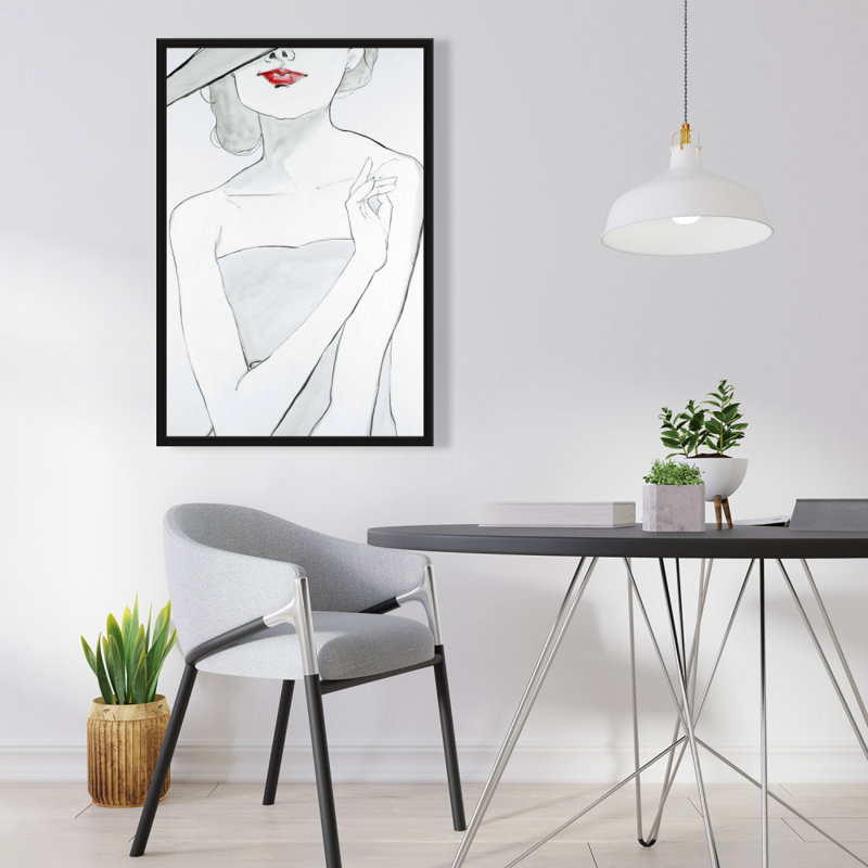 "Femme au chapeau" sur toile, H 36 po x l 24 po