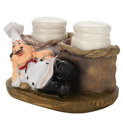 Mignon, chef, statue, sel et poivre, porte-bouteille, ornements, décoration de cuisine, artisanat en résine #C