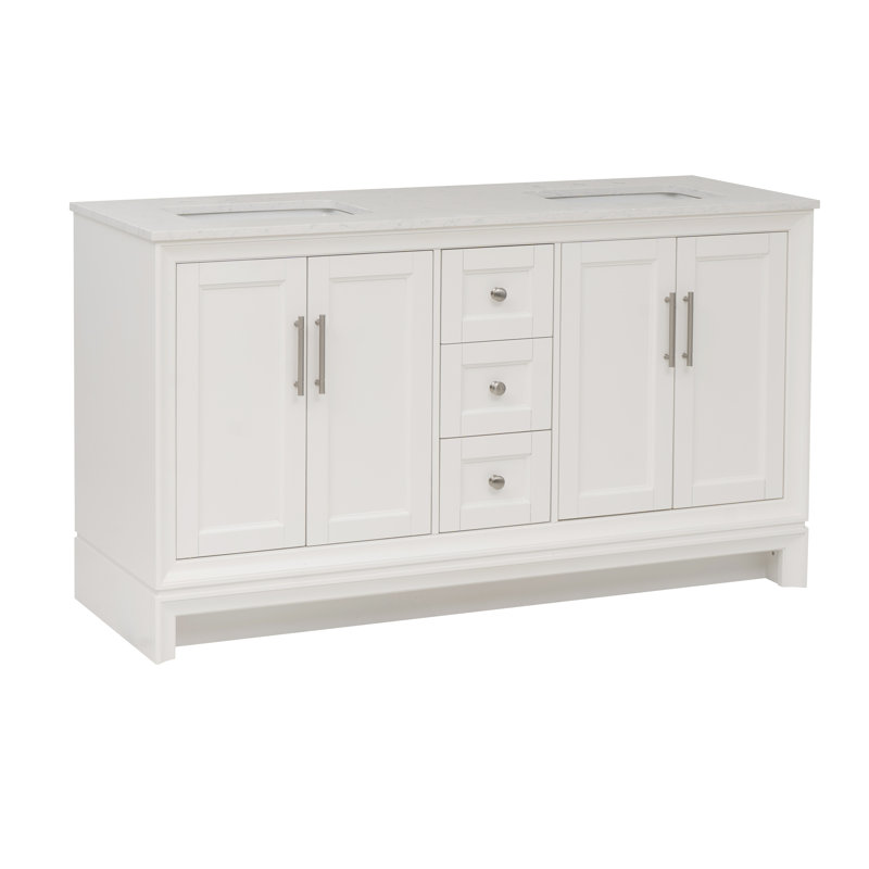 Meuble-lavabo double Anaheim, Blanc, 8 po