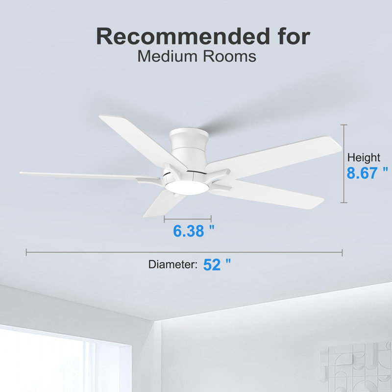 52 Inch Ceiling Fans with Lights and Remote, White