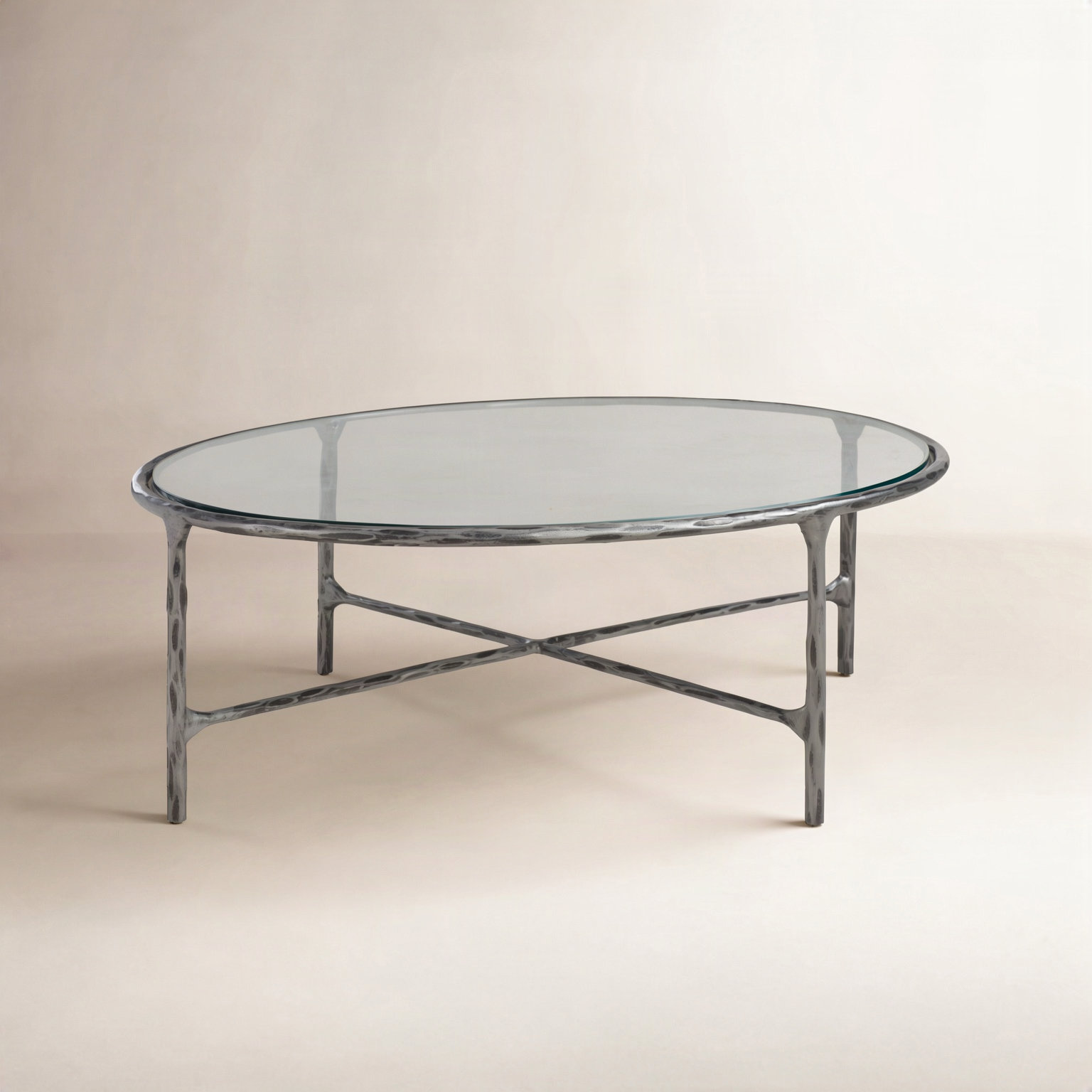 Evelynn 30" Coffee Table, Silver, Clear