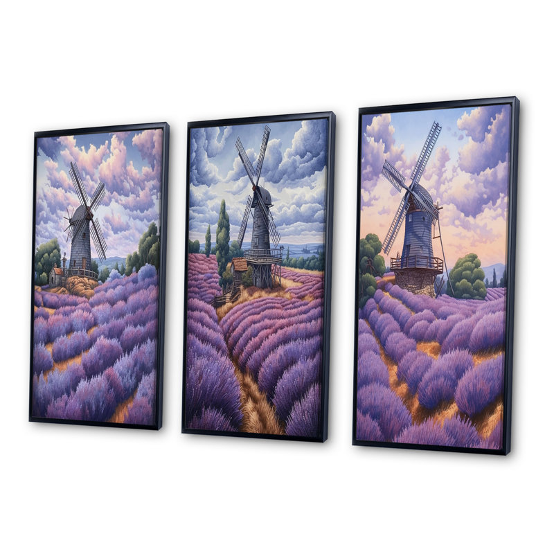 «Lavender Mills», 3 pièces, Cadre flottant noir, H 32 po x l 48 po