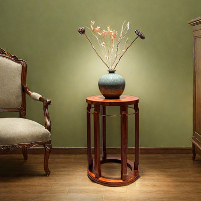 Versatile Round Wood Table Copper Reinforcements