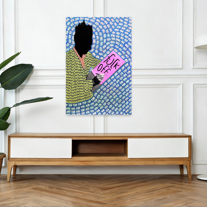 Fuck Off, déclaration, art mural contemporain abstrait coloré, H 48 po x l 32 po