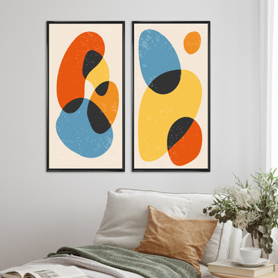Minimal 20S Bauhaus géométrique xiv - ensemble de 2 peintures