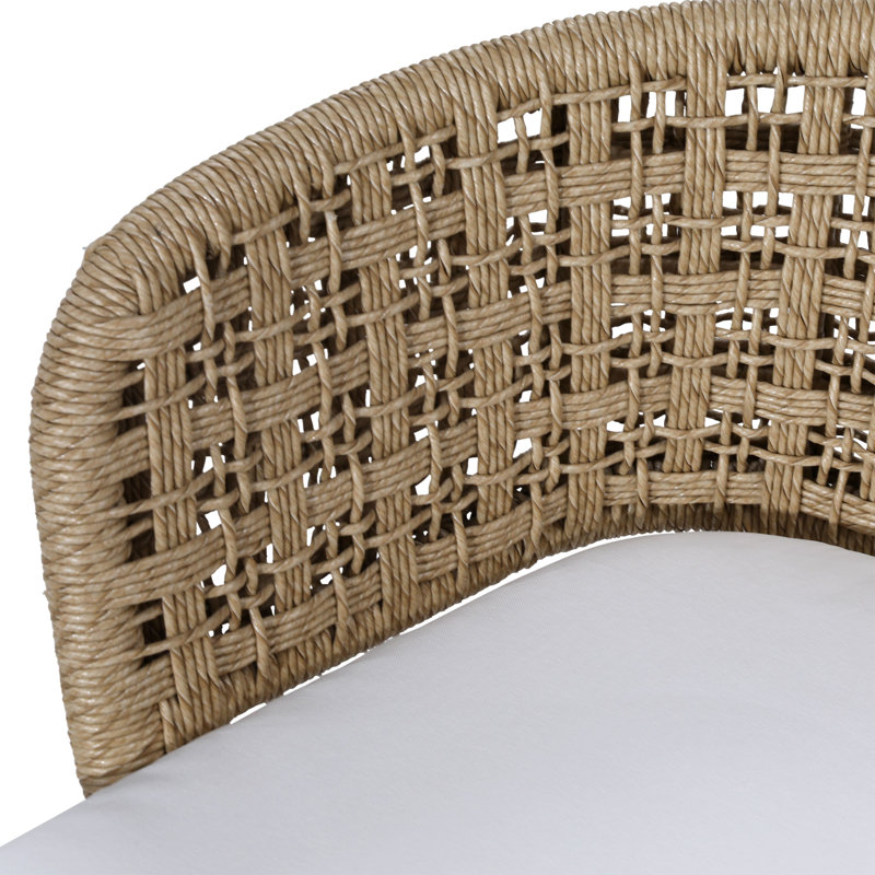 Keith Teak and Olefin Upholstered Dining Chair, Natural