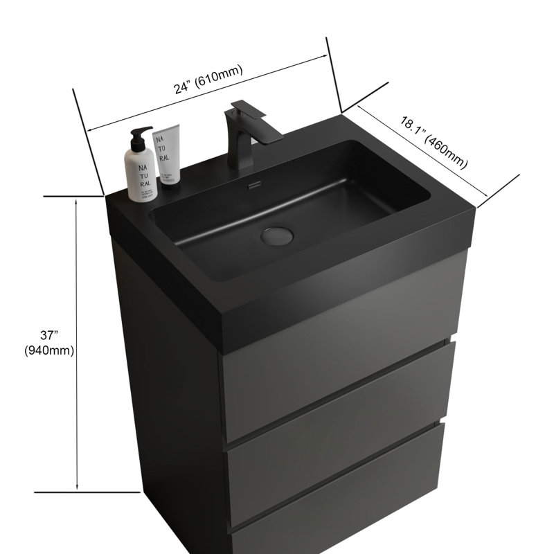 24'' Single Bathroom Vanity with Plastic Top