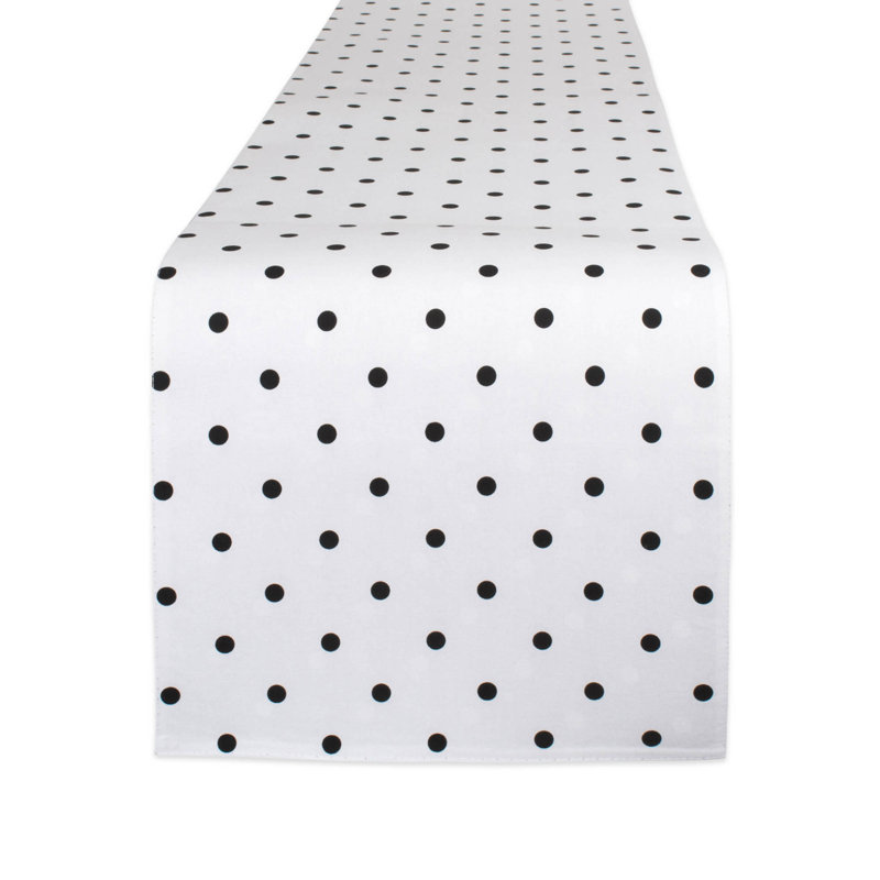 Marriott Reversible Polka Dot Table Runner, Black/White, 72" x 14"