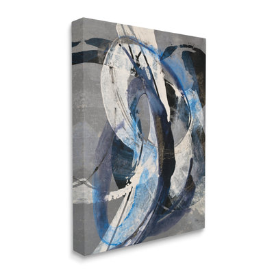 Aquatic Themed Fluid Abstraction White Blue Paint Swirls by K. Nari - Print
