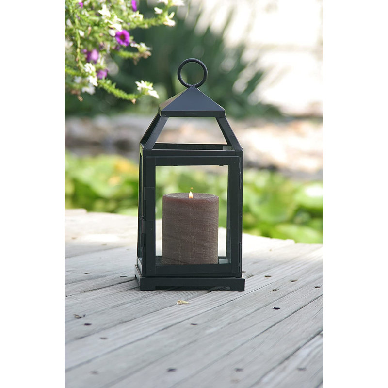 Hosley 12 Inch High Clear Glass and Iron Classic Style Lantern Ideal Gift for Festivities Parties Weddings Aromatherapy and Spa Settings O3