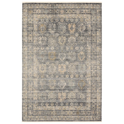 Halladay Indoor/Outdoor Oriental Gray/Tan Area Rug (2'X3')