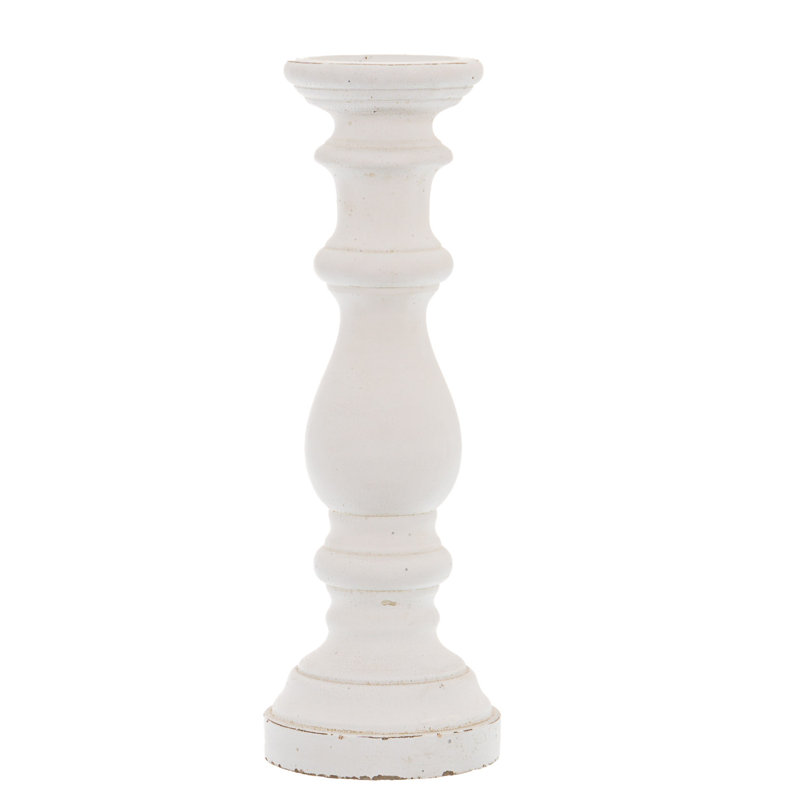 Concrete / Cement Tabletop Candlestick, White, 45cm H x 16cm W x 16cm D