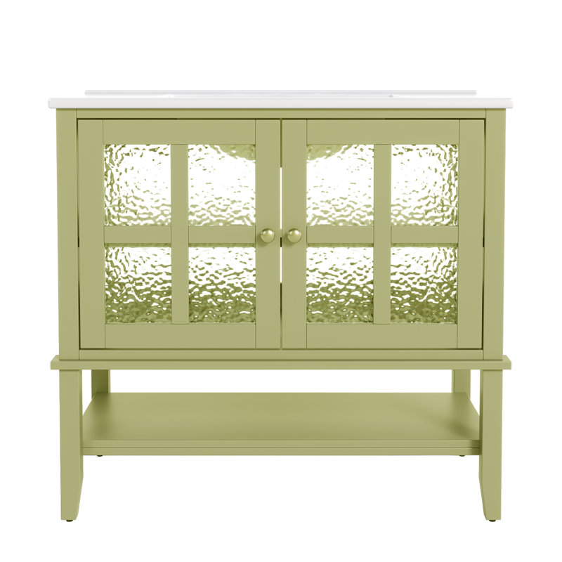 36'' Single Bathroom Vanity With Ceramic Sink, Green