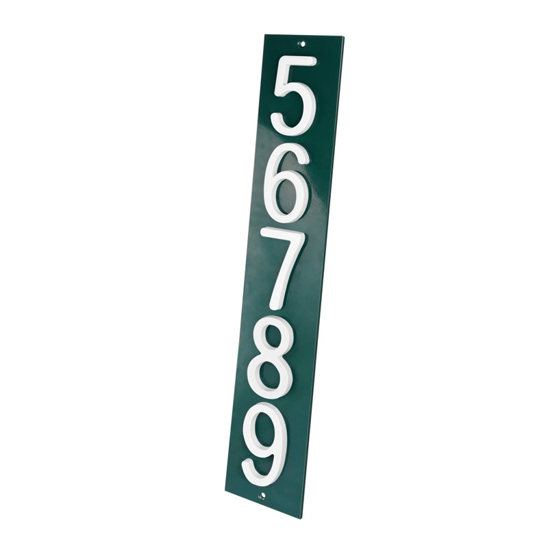 Plaque d'adresse verticale Amgo, Vert, Blanc, Oui