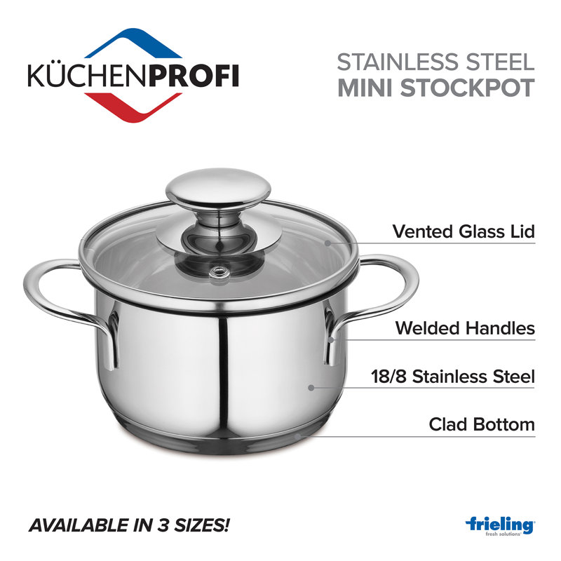 Küchenprofi Stainless Steel Stock Pot with Lid, 1.6 qt.