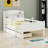 Wood Platform Bed With Built-In LED Light, Multi-Functional Headboard, Guardrail And 2 Drawers-1324353536