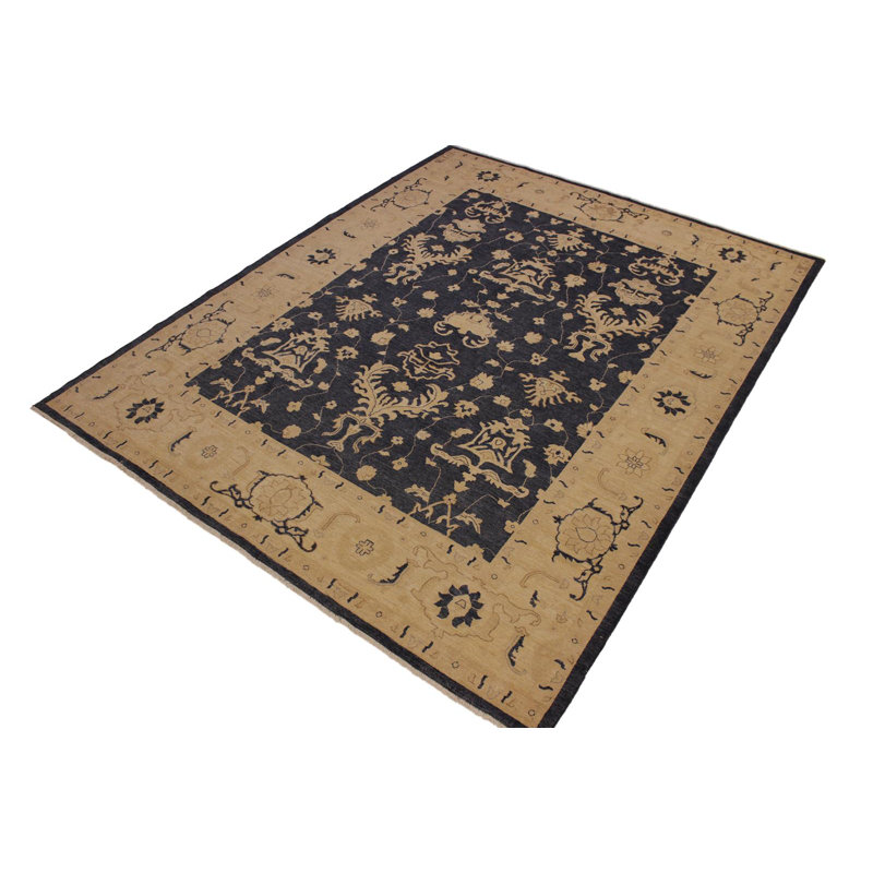 Tapis rectangulaire en laine noué à la main 9 pi 3 po x 9 pi 10 po Peshawar Kafkaz