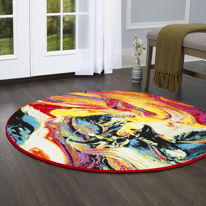 Olgethorpe Abstract Indoor Rug, Round 7'10"
