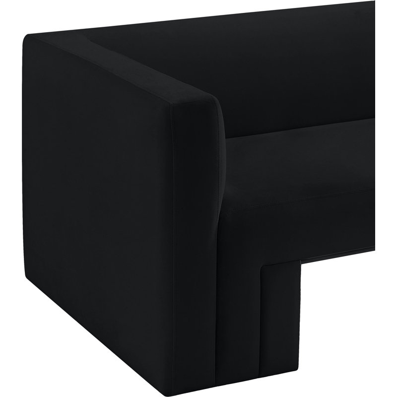 Iyali 41" W Velvet Armchair, Black Velvet