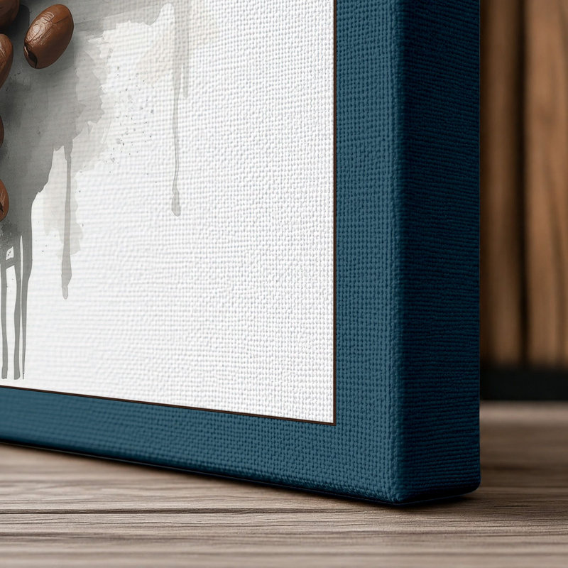 Coffee in Motion Modern - Wrapped Canvas, 24x16 - 61.0 x 40.6 cm, Teal Border