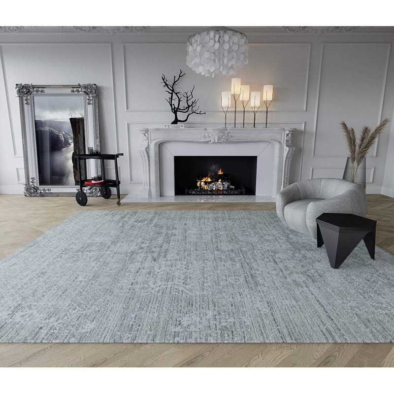 Arbor Ice Floral Area Rug in Blue/Neutral, Rectangle 2' x 3'