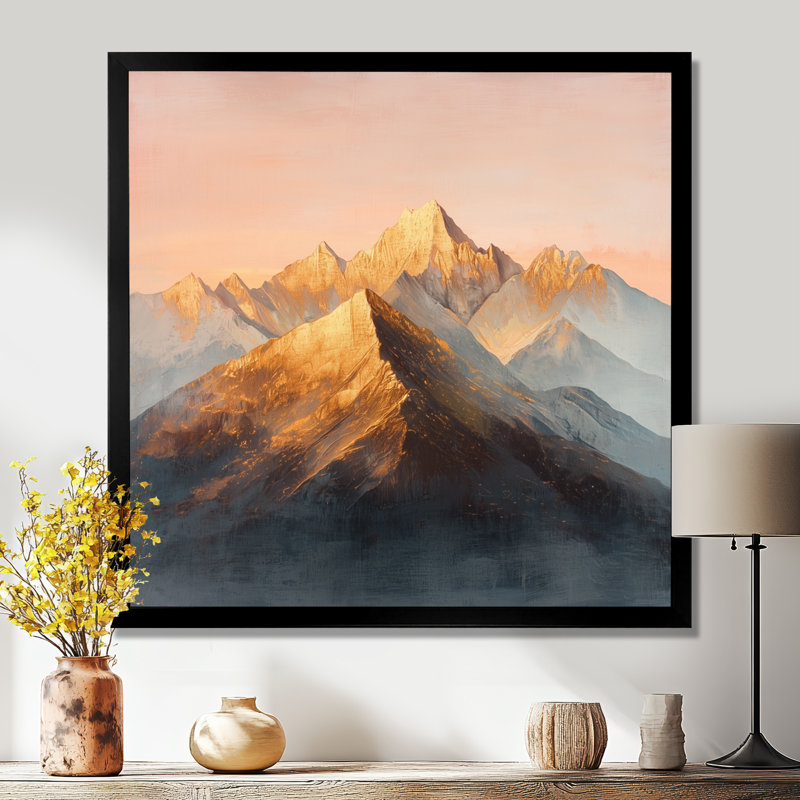 «Ginel Golden Light On The Rose Crystal Peaks IV - montagnes», art mural, Reproduction encadrée d'une seule photo, Noir