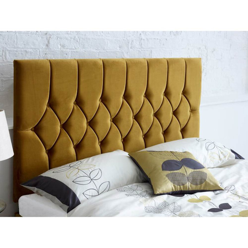 Linda Upholstered Headboard, Turmeric, Double (4'6)
