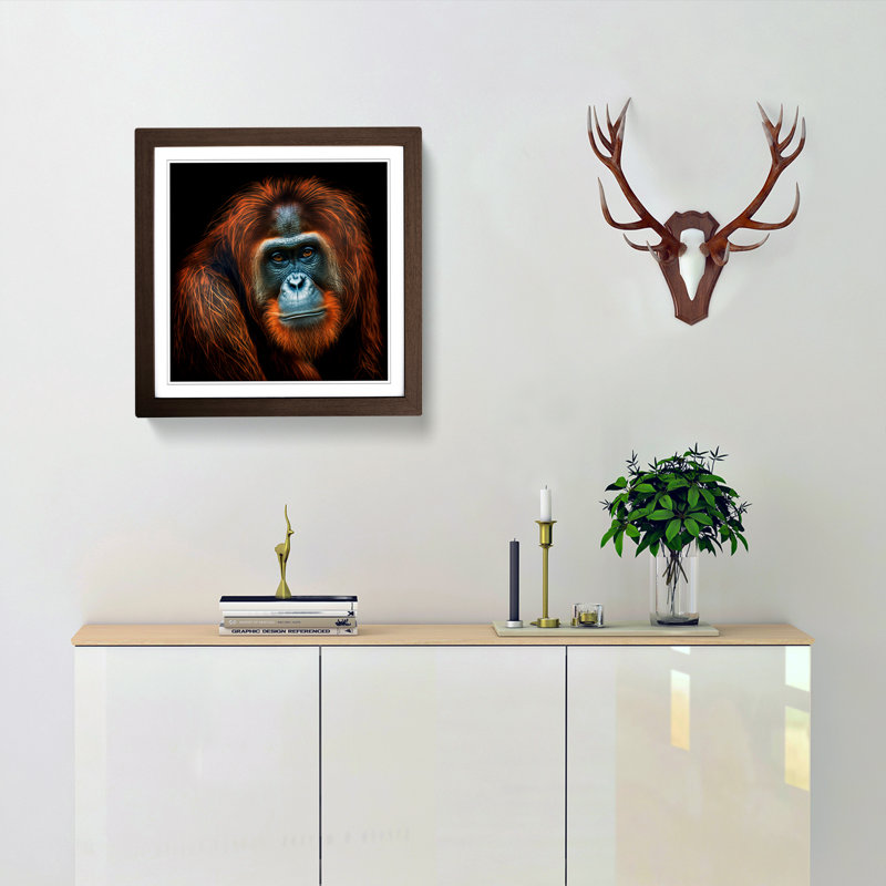 Orangutan Digital Art - Framed Print, Walnut