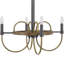 Lustre candélabre 4 lumières, base en bois, bronze et métal gris 24 pouces-125317843-125317844-125317846