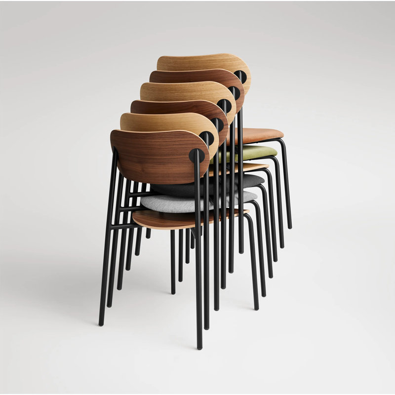 SideBySide Upholstered Dining Chair, Walnut, Maharam Meld in Panda