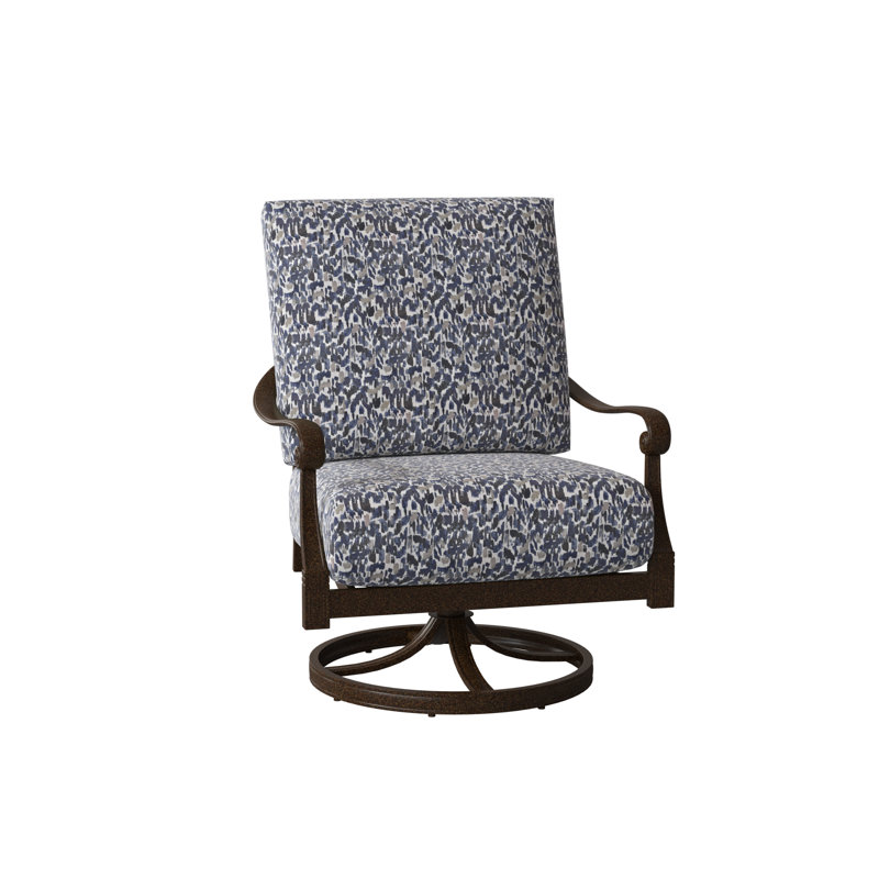 Chaise à bascule Wiltshire, Blanc patiné, Sunbrella® Fairview indigo abstrait