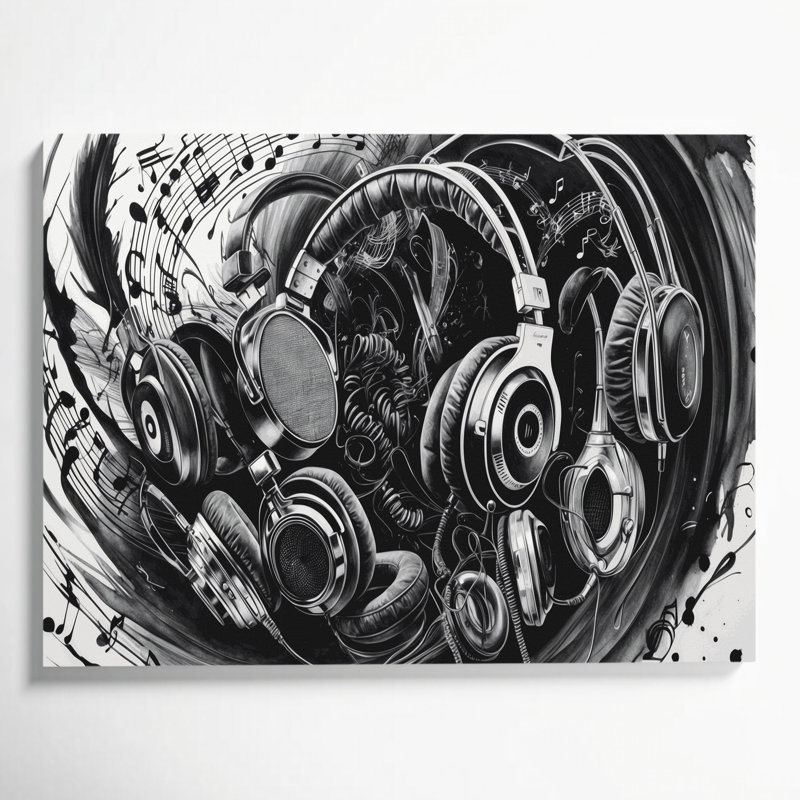 Art musical sur toile gris, H 11 po x l 14 po