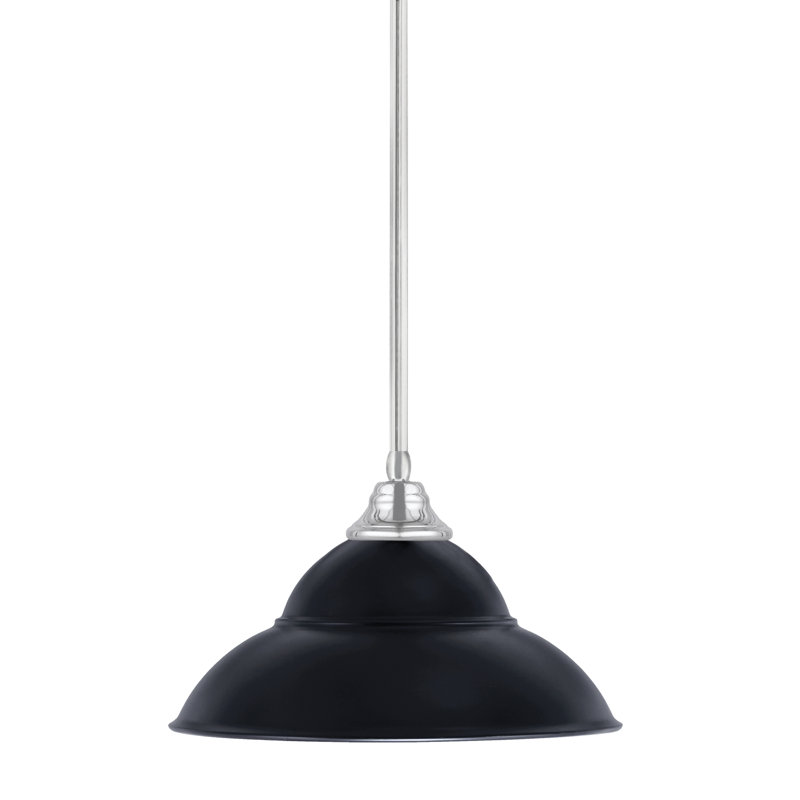 Luminaire suspendu à n'importe quelle tige avec abat-jour double en métal, H 9,5 po x l 16 po, Noir mat, Chrome