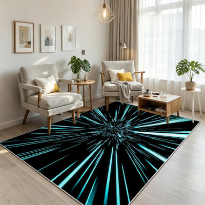 Tapis noir à volants profonds noir