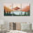 «Sun Mountain Landscape Forest Lake Abstract Minimal Nature Scene», reproduction d'art sur toile encadrée 3 pièces-75848784-75848785