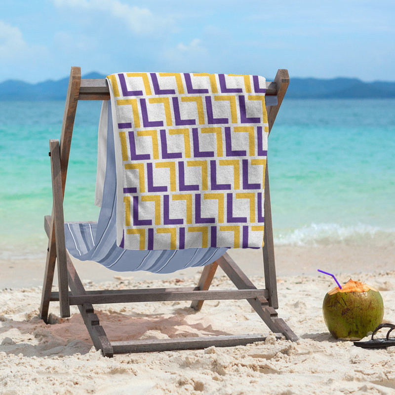 Beach Towel, White/Purple/Gold