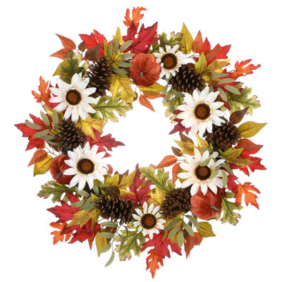 32" Harvest Sunflowers and Pumpkins Wreath