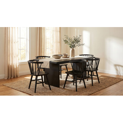 Vinga 7-Piece 82-Inch Rectangular Dining Set Black