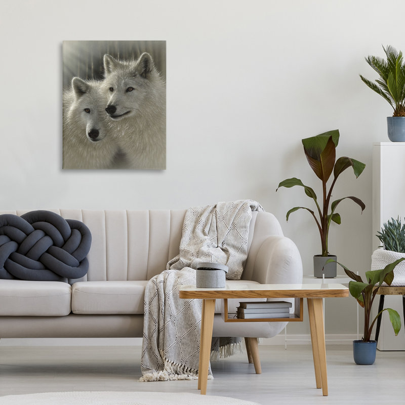 Sunlit Soulmates Wolves Canvas, design by Collin Bogle, 20" H x 16" W