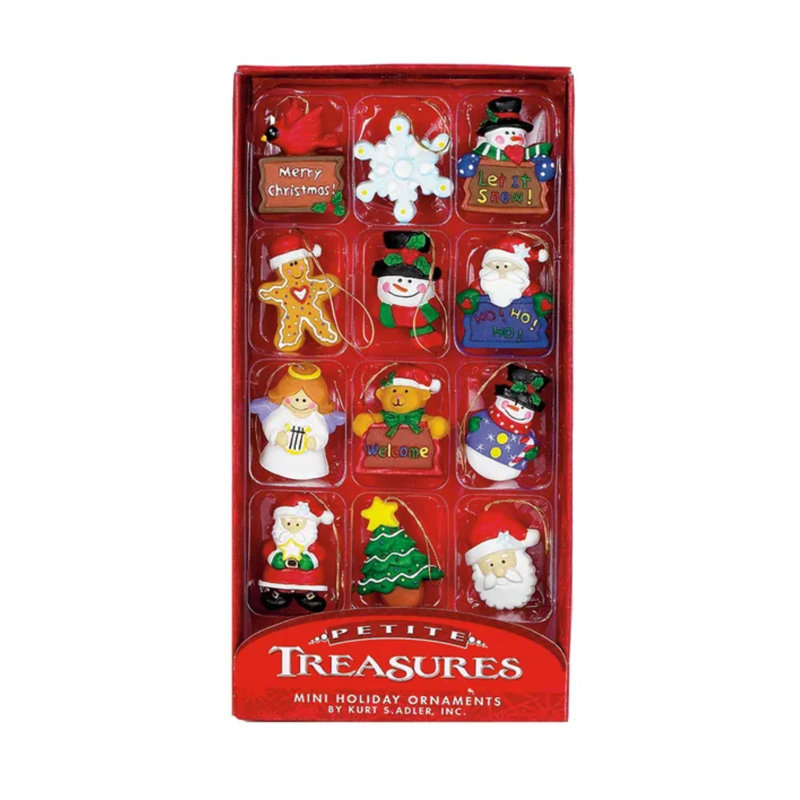 Petite Treasures Mini Resin Holiday Ornaments Set, 24-Piece