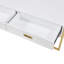 Table basse moderne moderne blanche avec 4 tiroirs et base dorée de 47,3 po-1483946095