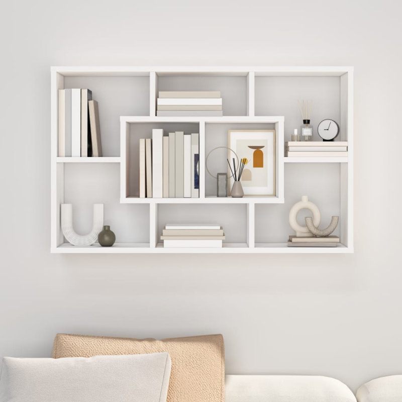 vidaXL Wall Shelf Floating Display Shelf for Home Living Room Engineered Wood, Brown Oak, 20.67 in H x 33.46 in W x 6.30 in D