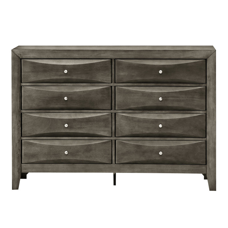 Meuble de chambre gris: Finition en placage de bois véritable pour un meuble élégant: résiste à l'usure quotidienne et aux dommages