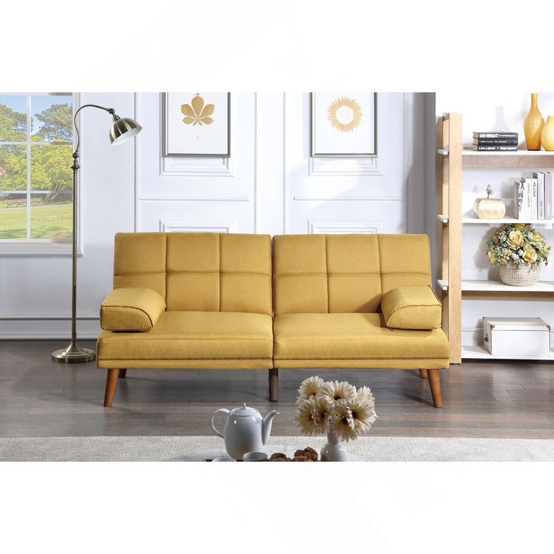 Canapé confortable et confortable avec pieds en bois massif 1 pièce, Jaune