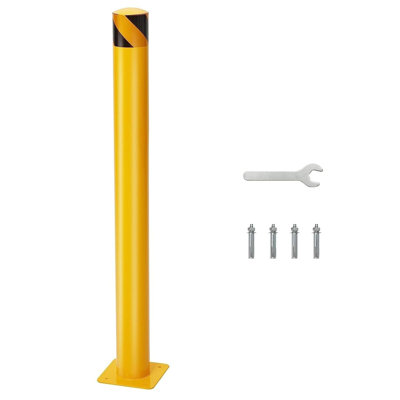 Safety Bollards 1 Pack, 42in Steel Bollard Posts with Anchor Bolts Yellow