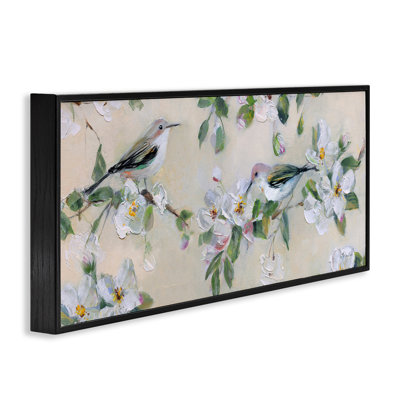 Perched Songbirds on Branches Giclee Art, design by Sally Swatland