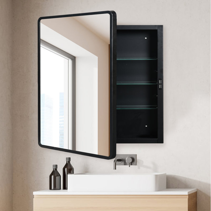 Armoire à pharmacie à miroir Beselare, H 24 po x l 16 po x P 5,12 po