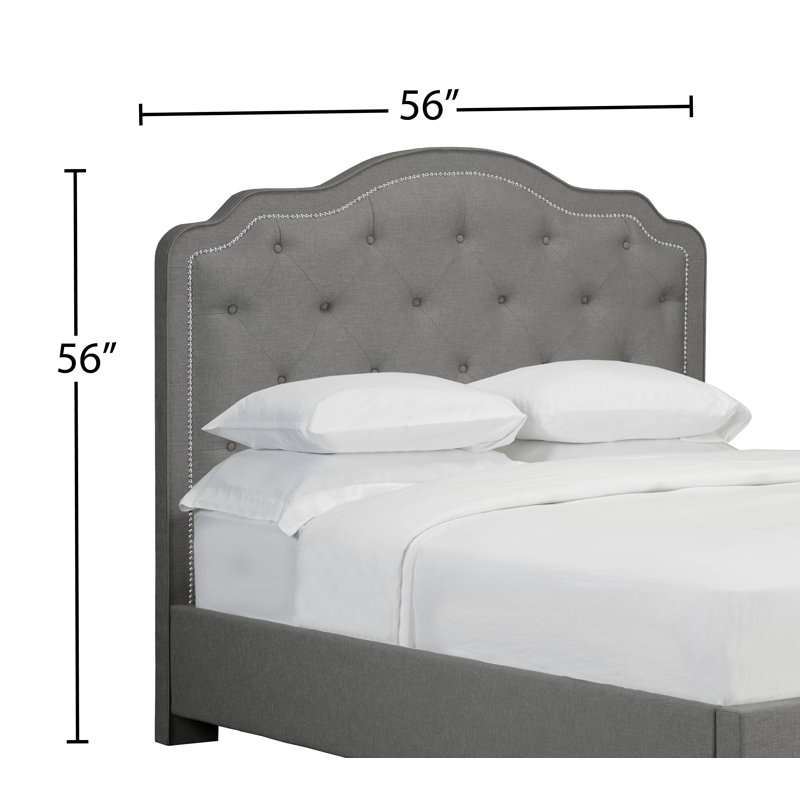 Tête de lit à panneau rembourré Taranto, Lin - Gris anthracite, Double